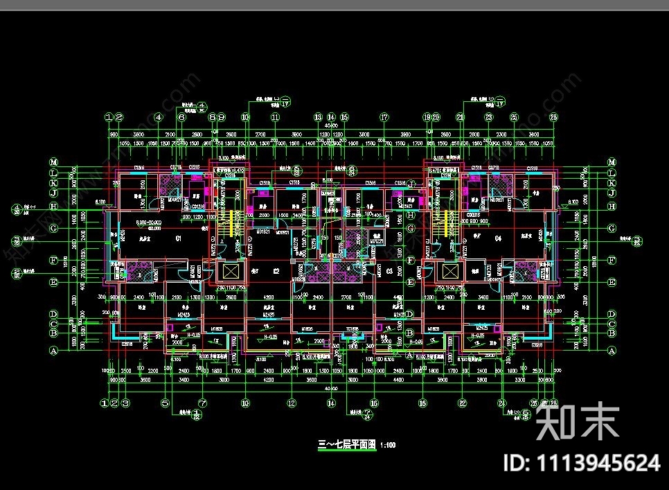 多层住宅3施工图下载【ID:1113945624】