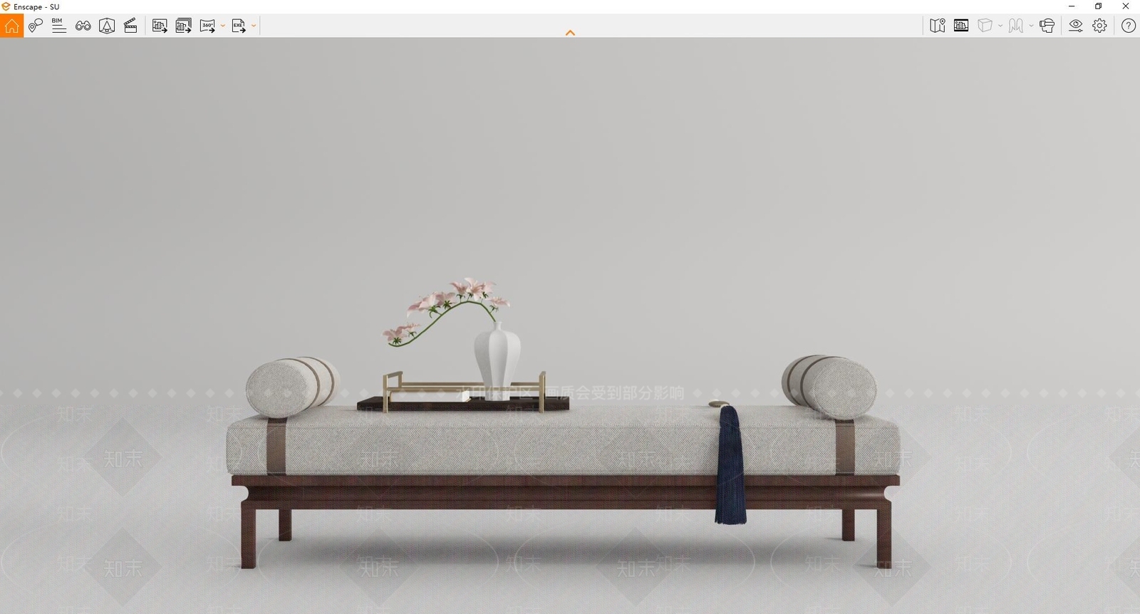新中式床尾凳SU模型下载【ID:1113948670】