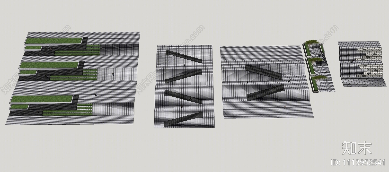 现代台阶景观SU模型下载【ID:1113952541】
