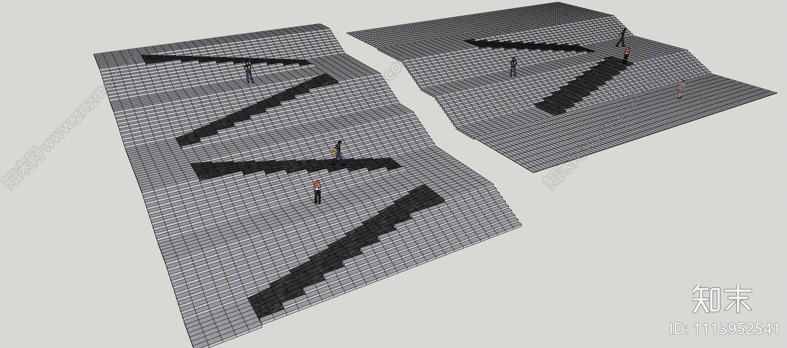 现代台阶景观SU模型下载【ID:1113952541】