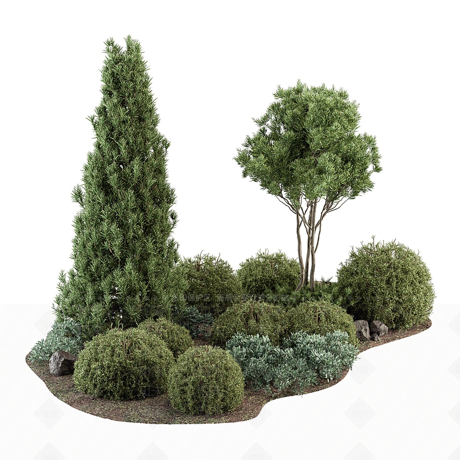 现代植物堆3D模型下载【ID:1113952950】