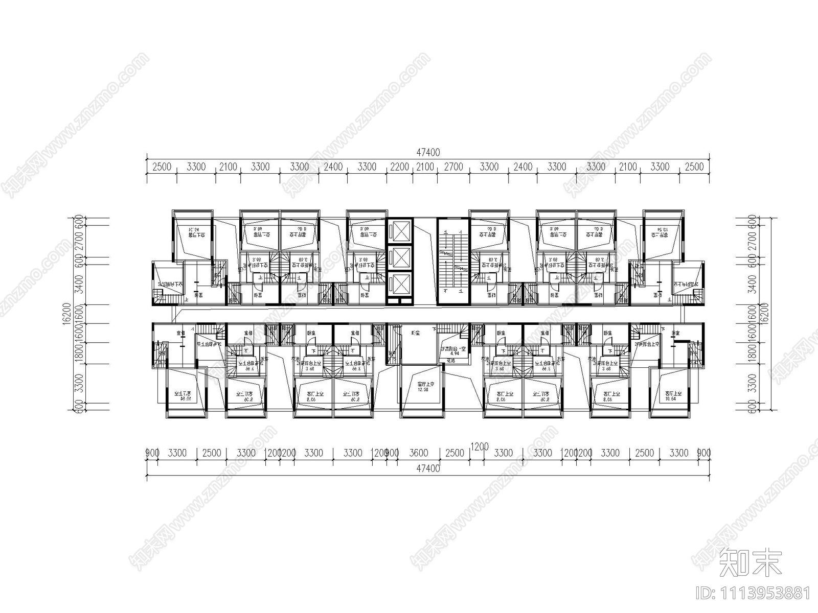 LOFT公寓建筑平面施工图施工图下载【ID:1113953881】