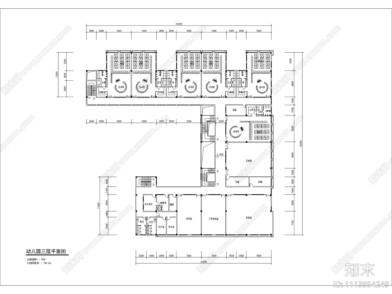 幼儿园平面施工图施工图下载【ID:1113954249】