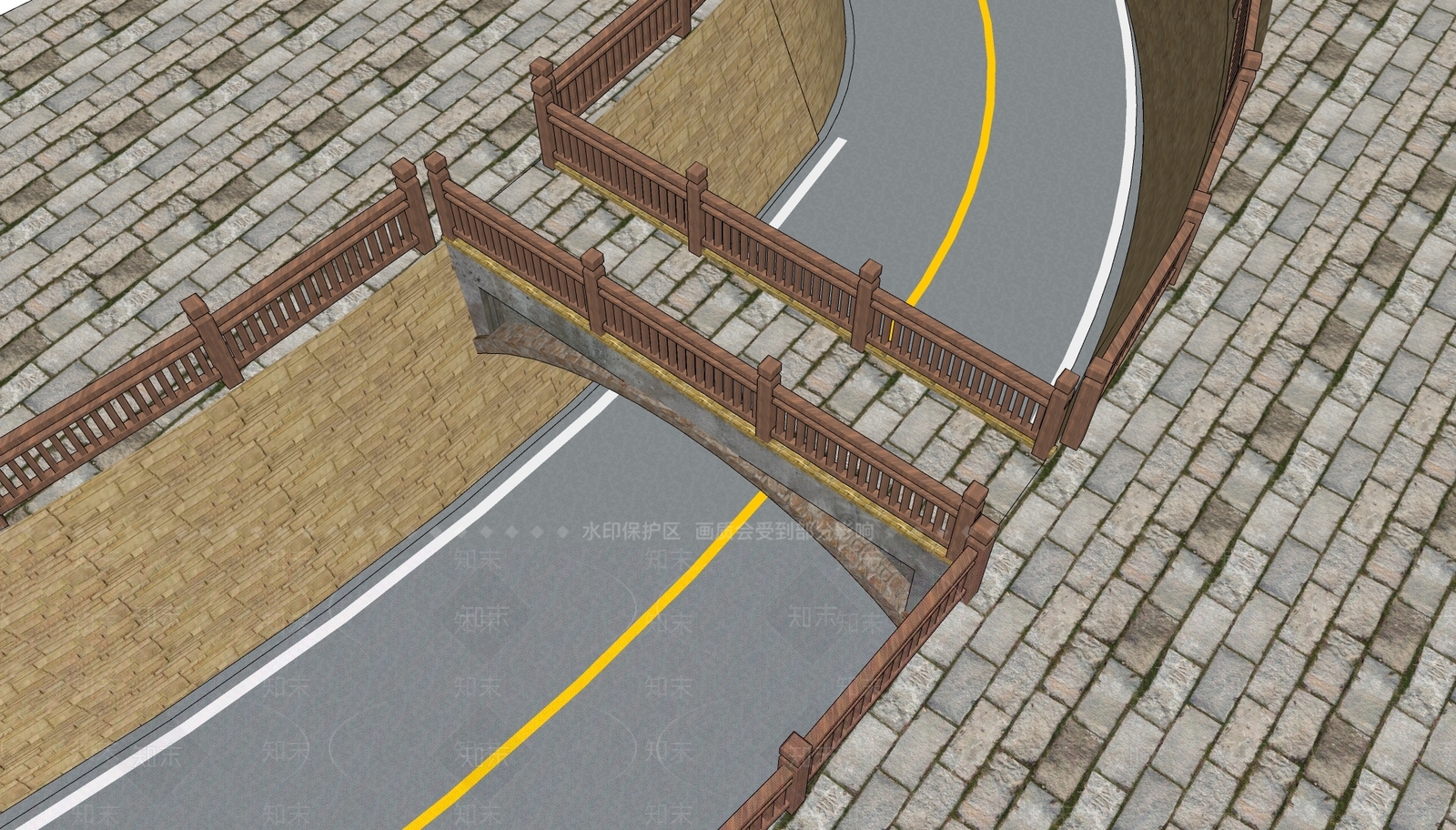 下沉道路SU模型下载【ID:1114033022】