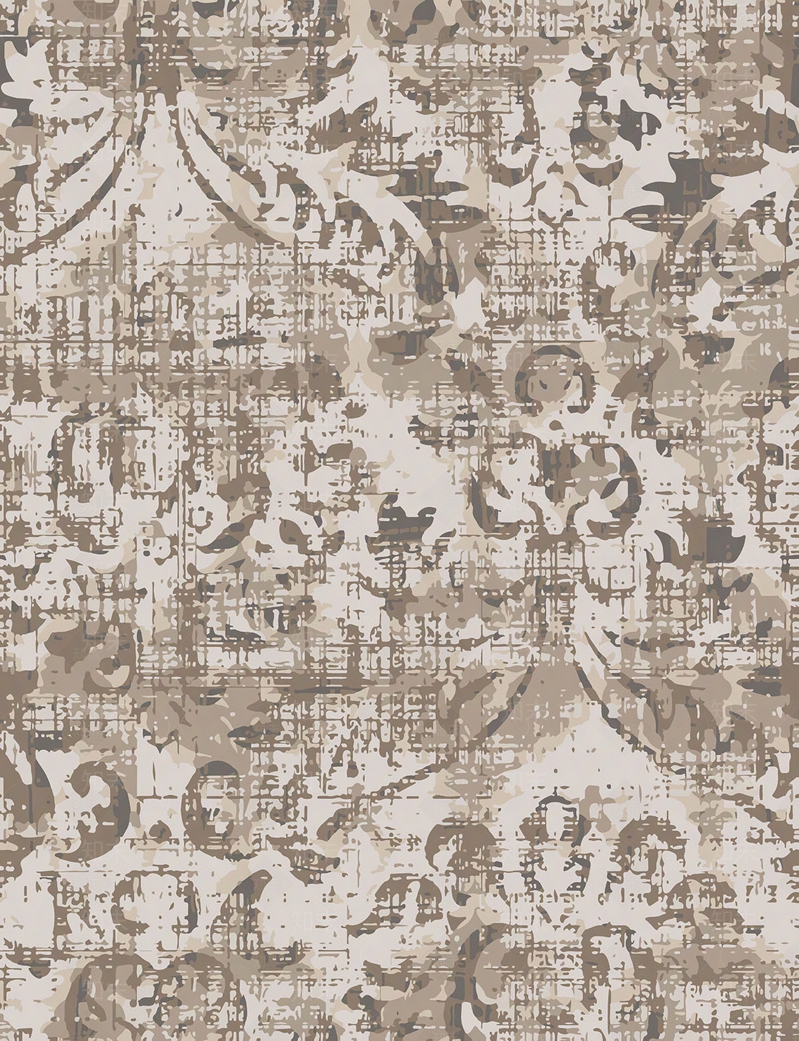 咖色欧式复古做旧印花壁纸贴图下载【ID:1113963744】