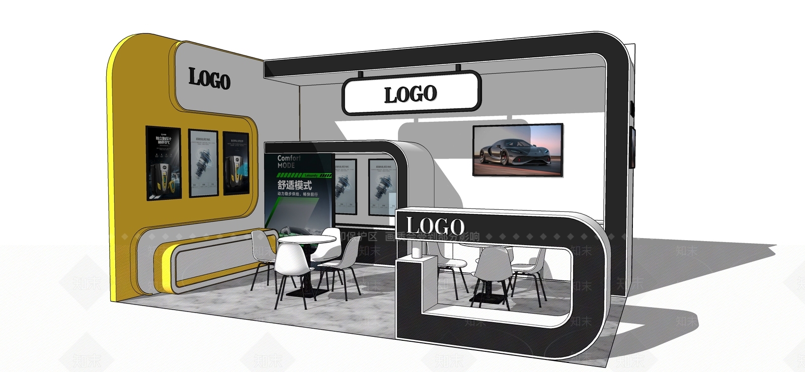 现代汽车配件展台SU模型下载【ID:1113967498】