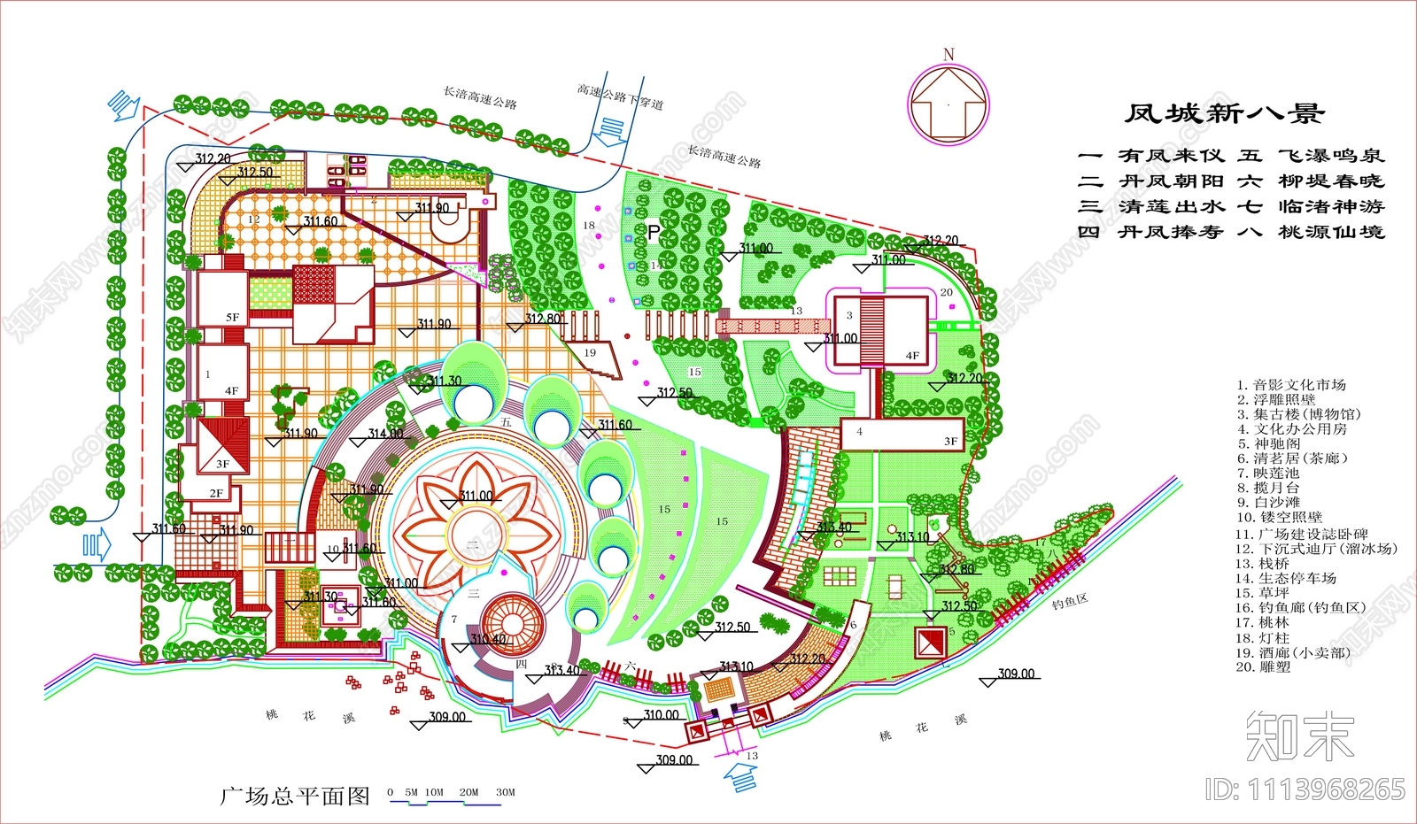 广场公园景观平面布置图施工图cad施工图下载【ID:1113968265】