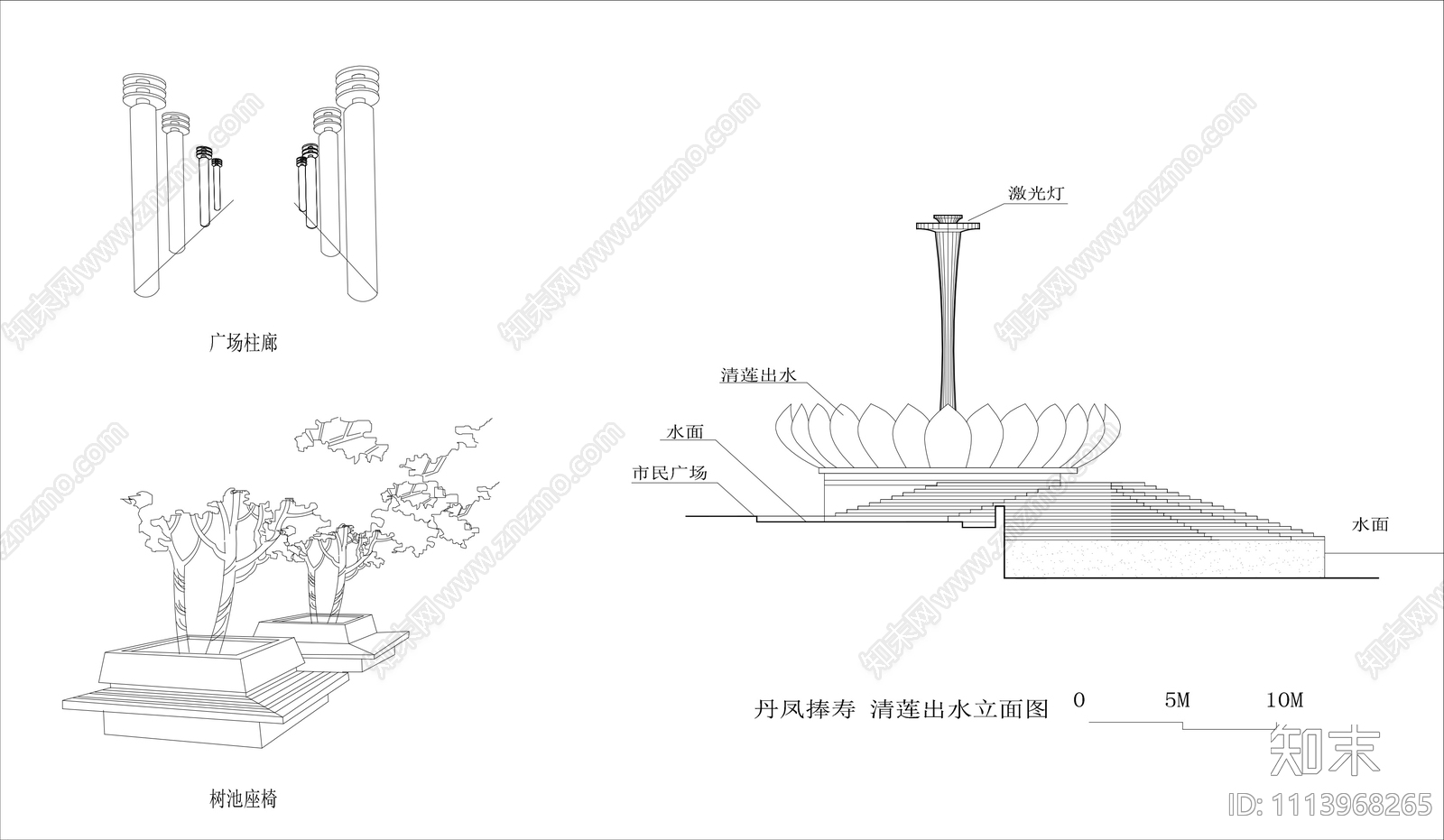 广场公园景观平面布置图施工图cad施工图下载【ID:1113968265】