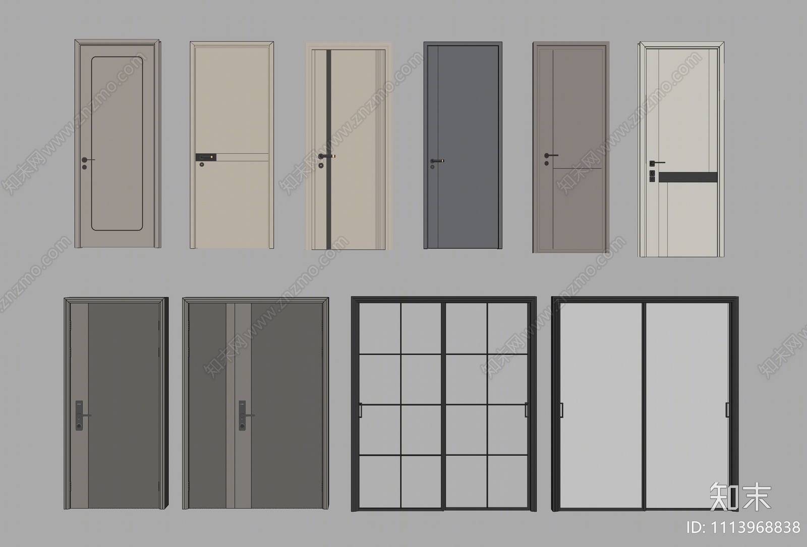 现代简约门组合SU模型下载【ID:1113968838】