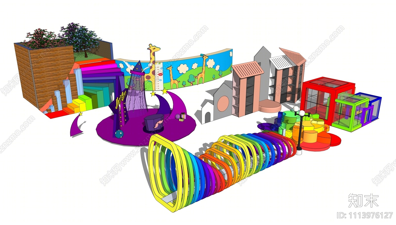 现代儿童游乐设施SU模型下载【ID:1113976127】