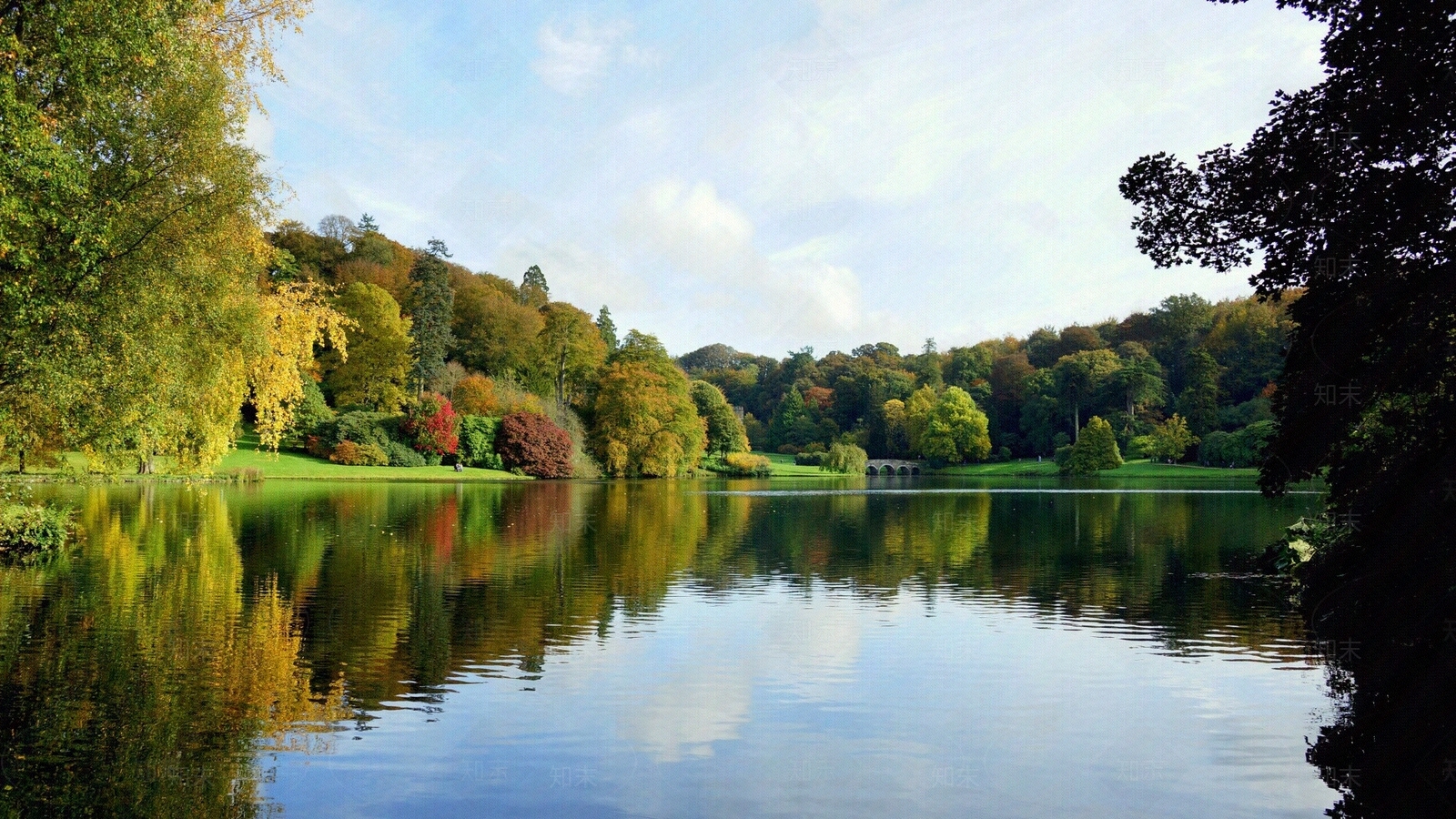 秋天森林公园湖边贴图下载【ID:1113976334】