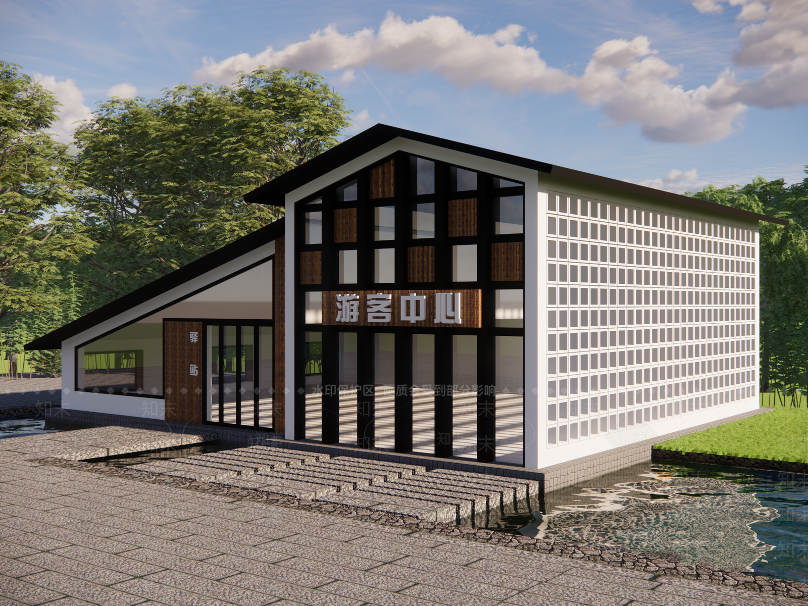 现代游客中心SU模型下载【ID:1113977087】