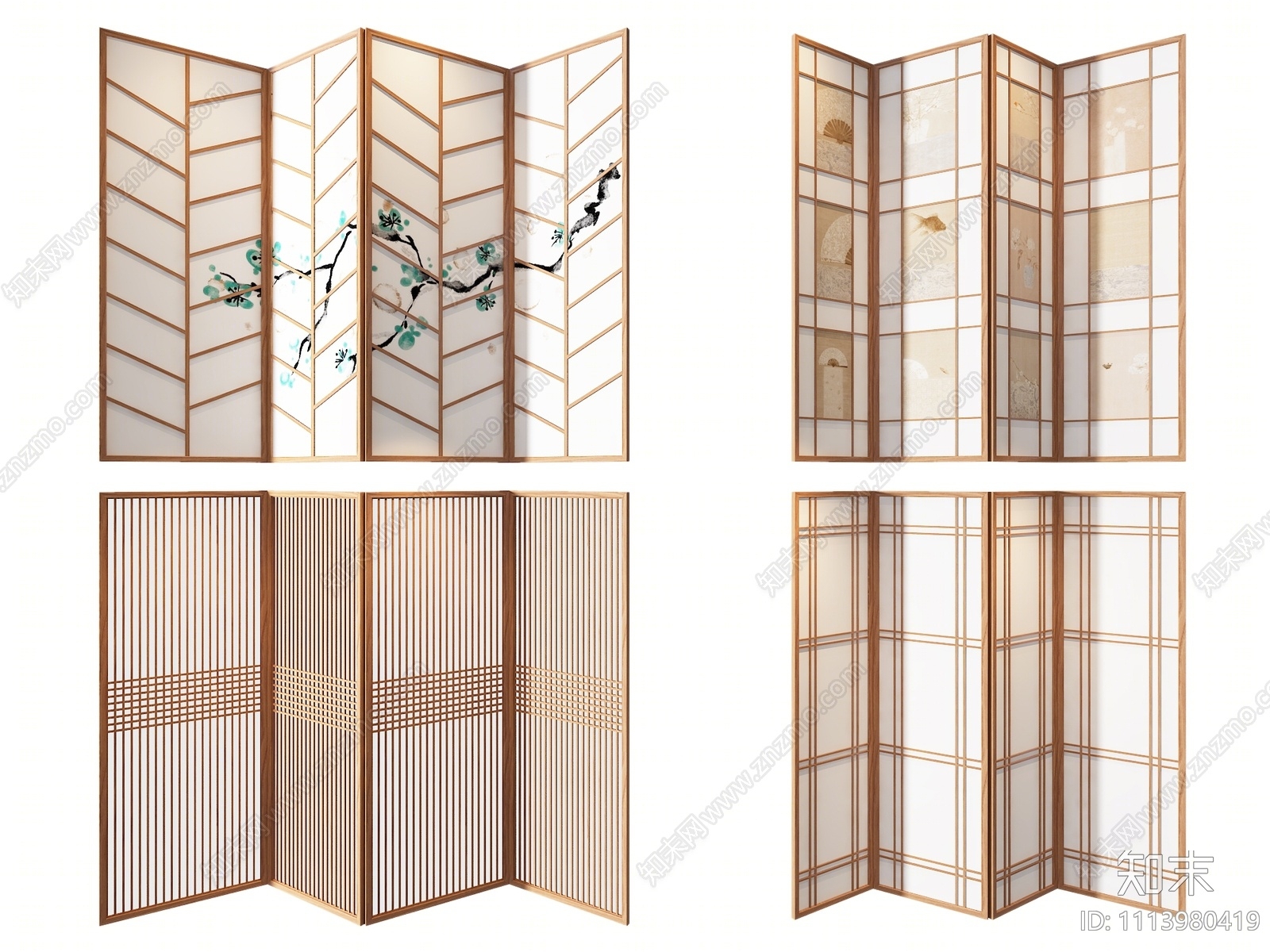 日式屏风3D模型下载【ID:1113980419】