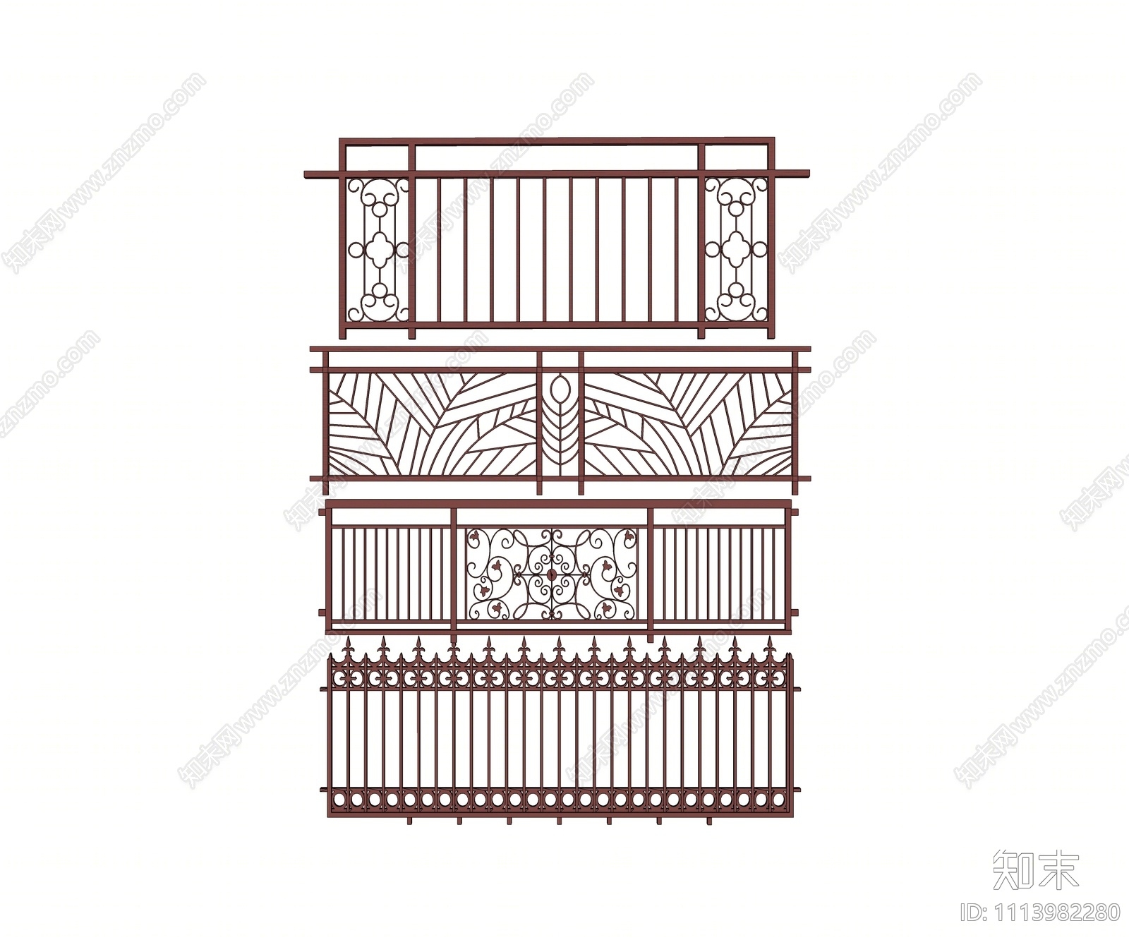 现代铁艺栏杆围栏SU模型下载【ID:1113982280】