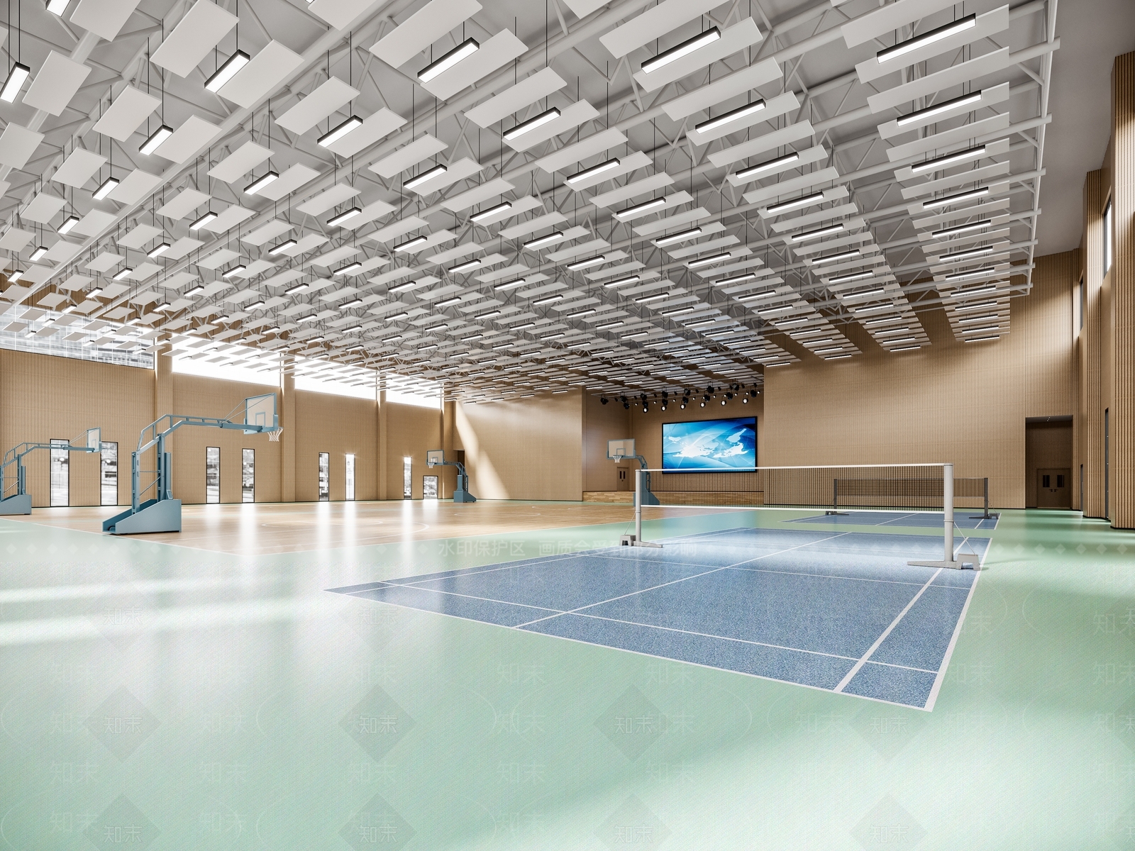 现代羽毛球场3D模型下载【ID:1113982873】