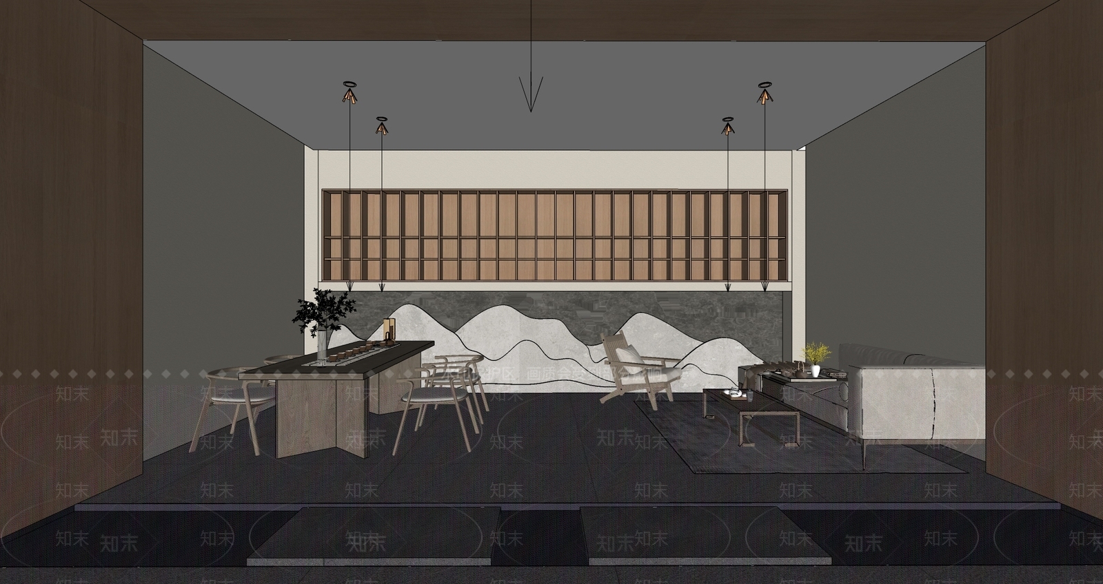 现代茶馆SU模型下载【ID:1113986825】