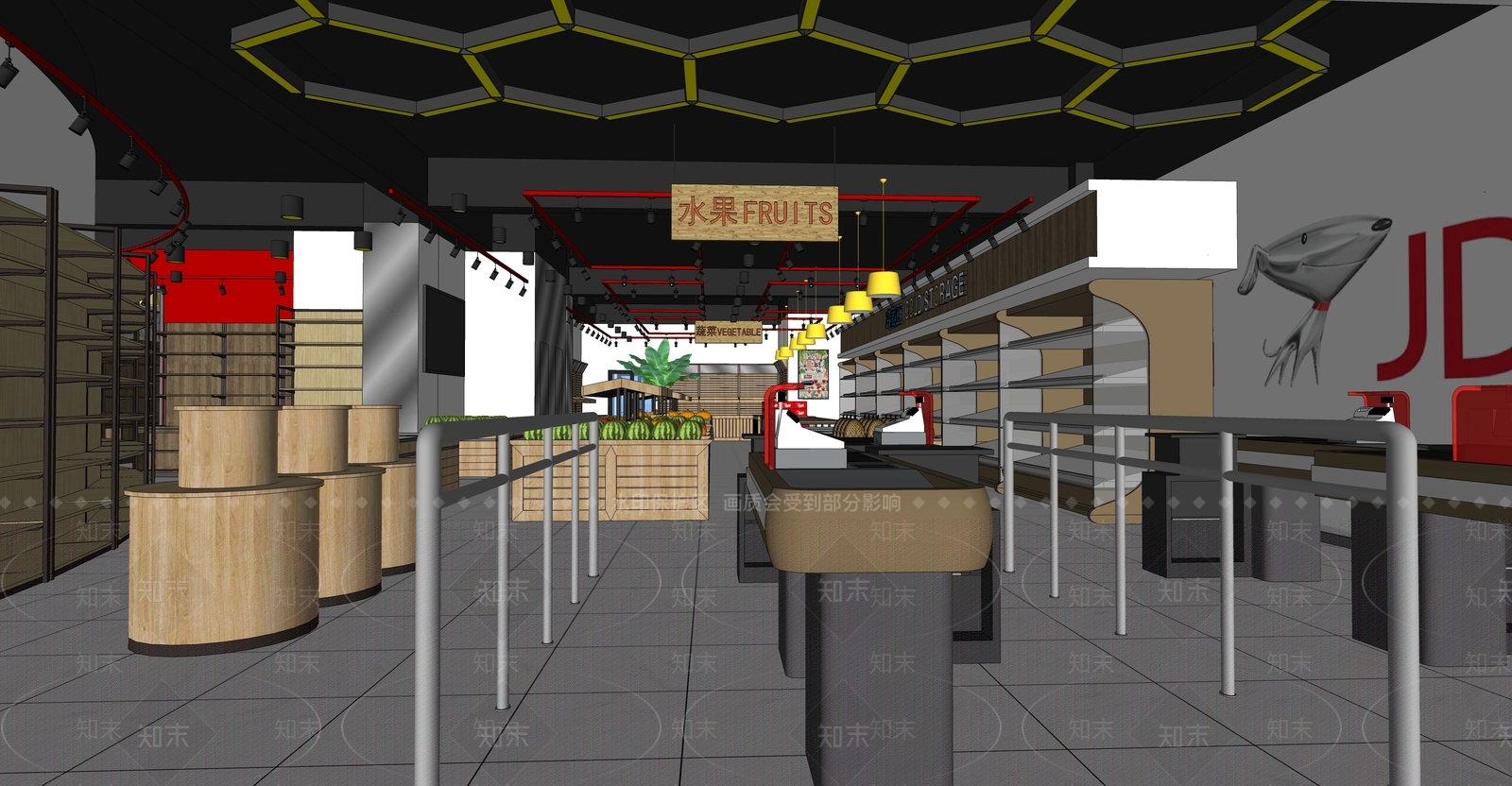 现代京东超市SU模型下载【ID:1113988673】