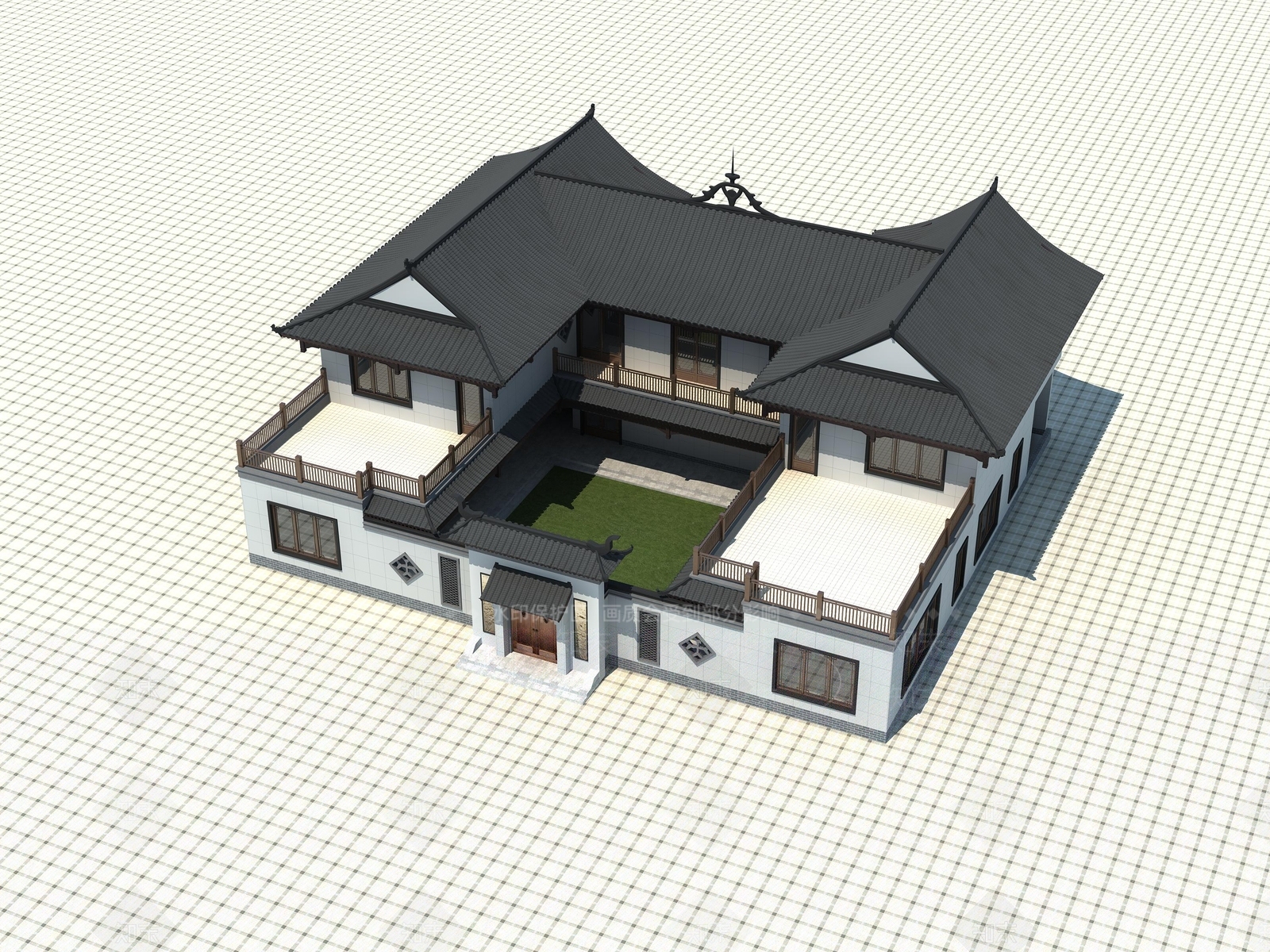 四合院3D模型精品下载_3dmax模型_知末网