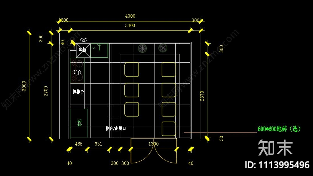 酸辣粉店CADcad施工图下载【ID:1113995496】