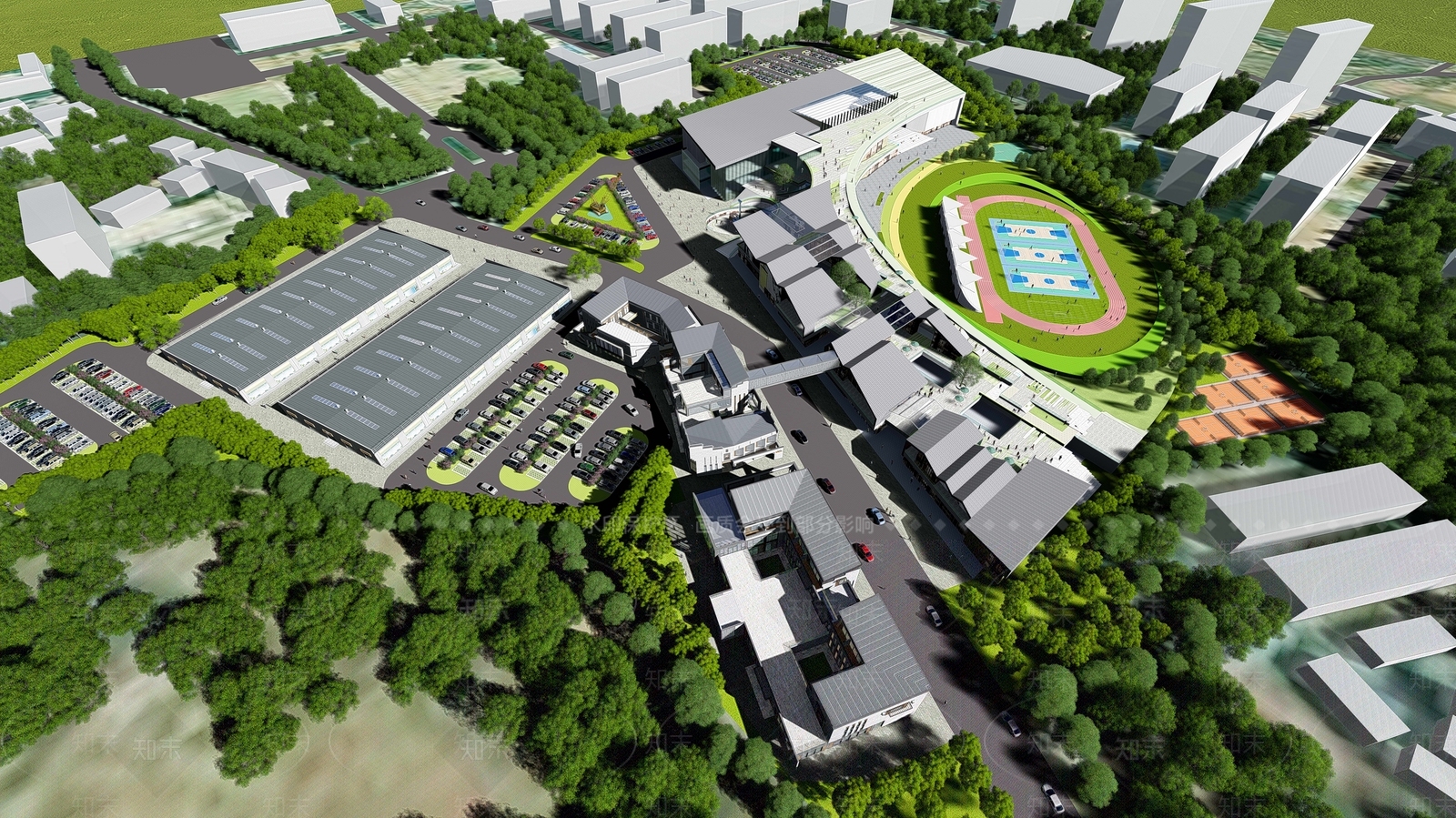 新中式商业街SU模型下载【ID:1113999159】