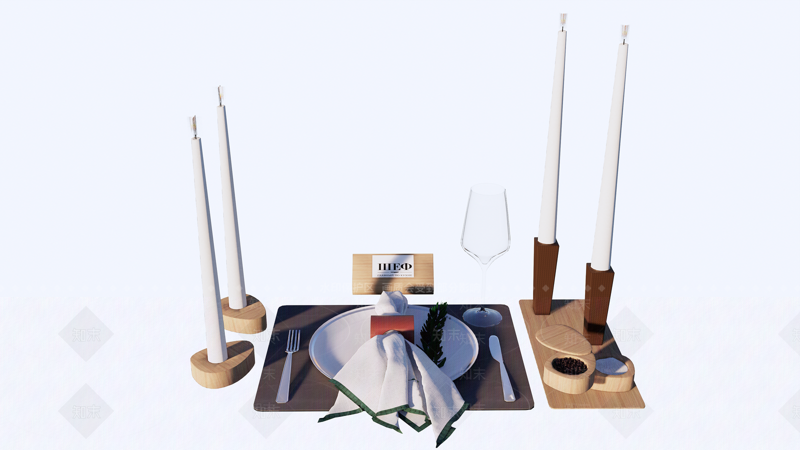 现代西餐餐具SU模型下载【ID:1114001101】