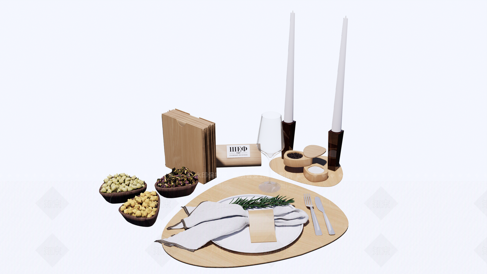 现代西餐餐具SU模型下载【ID:1114002648】