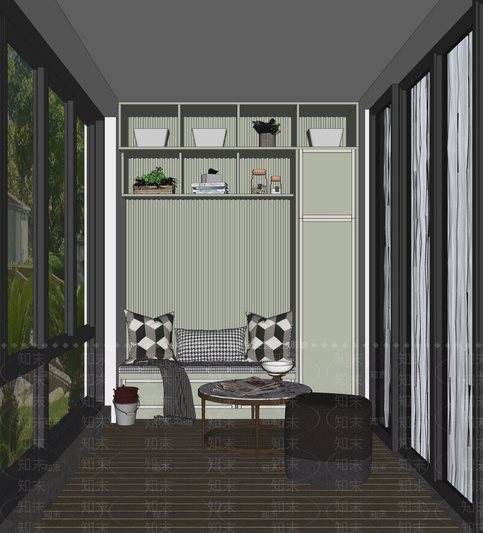现代家居阳台SU模型下载【ID:1114004007】