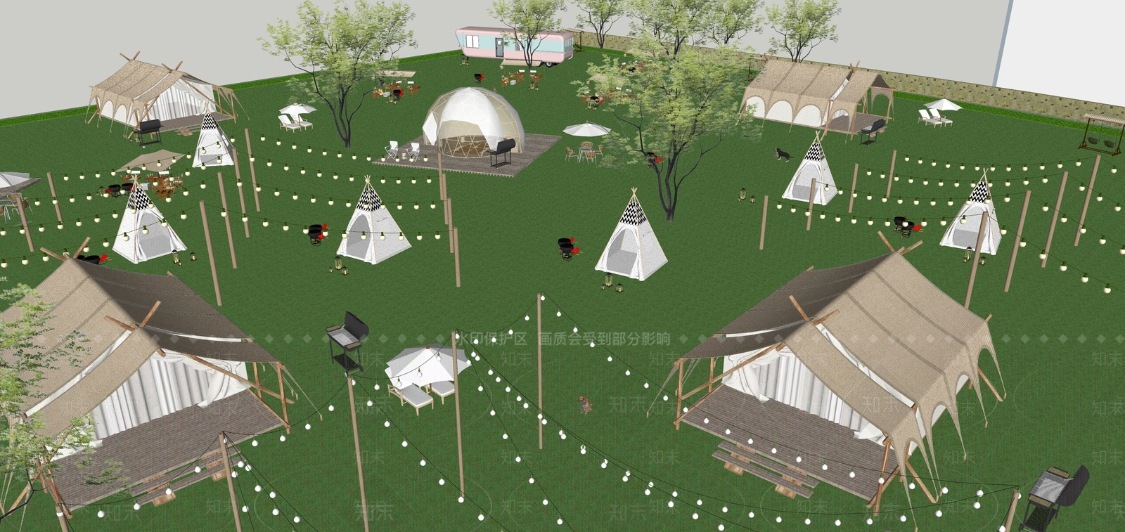 现代户外帐篷SU模型下载【ID:1114010944】