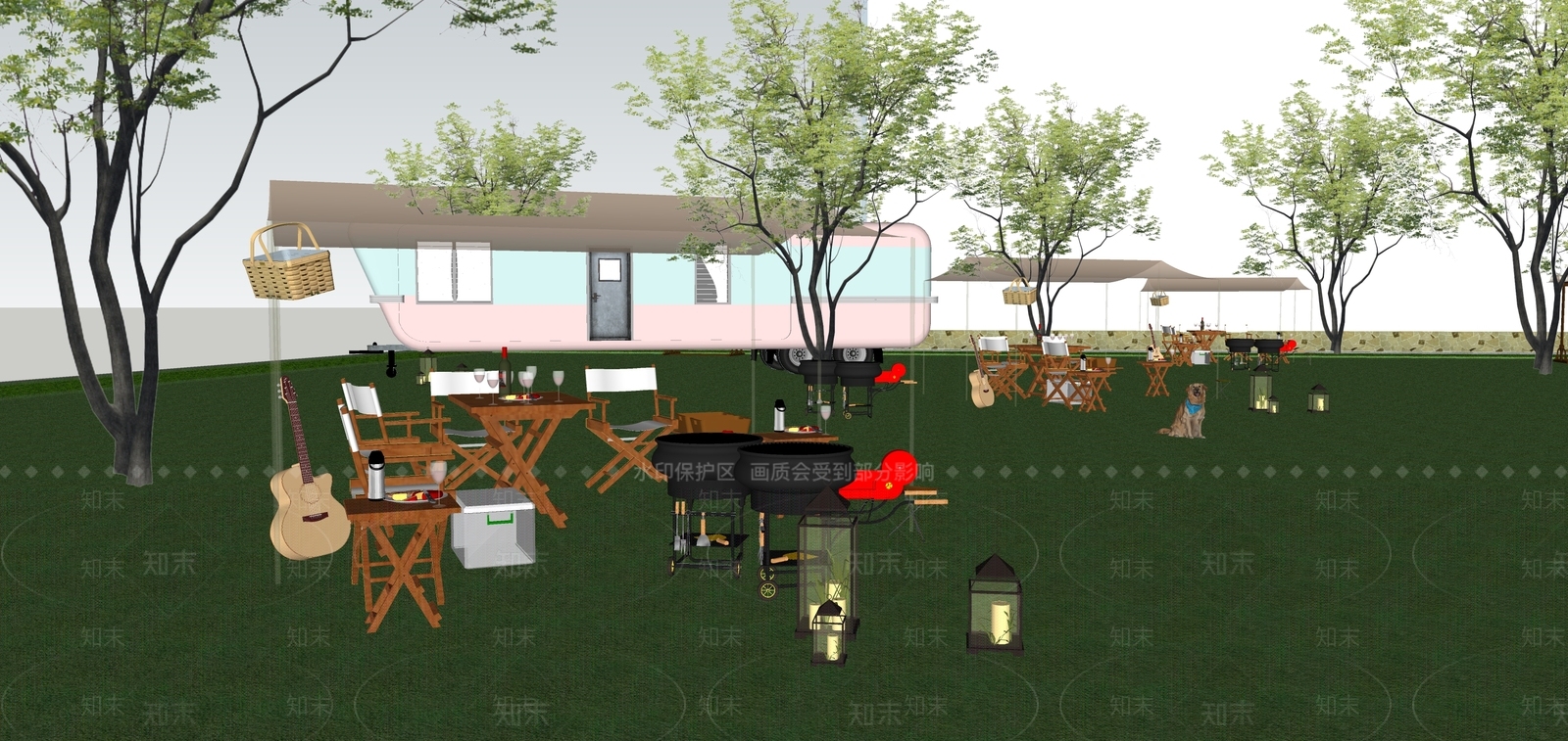 现代户外帐篷SU模型下载【ID:1114010944】