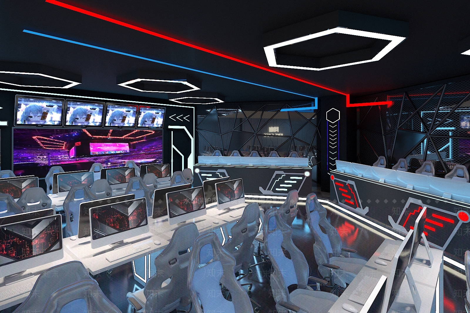 现代网吧网咖3D模型下载【ID:1114010787】