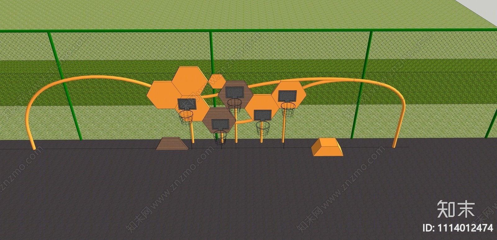 现代亲子篮球架SU模型下载【ID:1114012474】