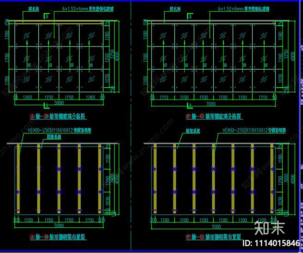 钢结构玻璃雨棚施工图下载【ID:1114015846】