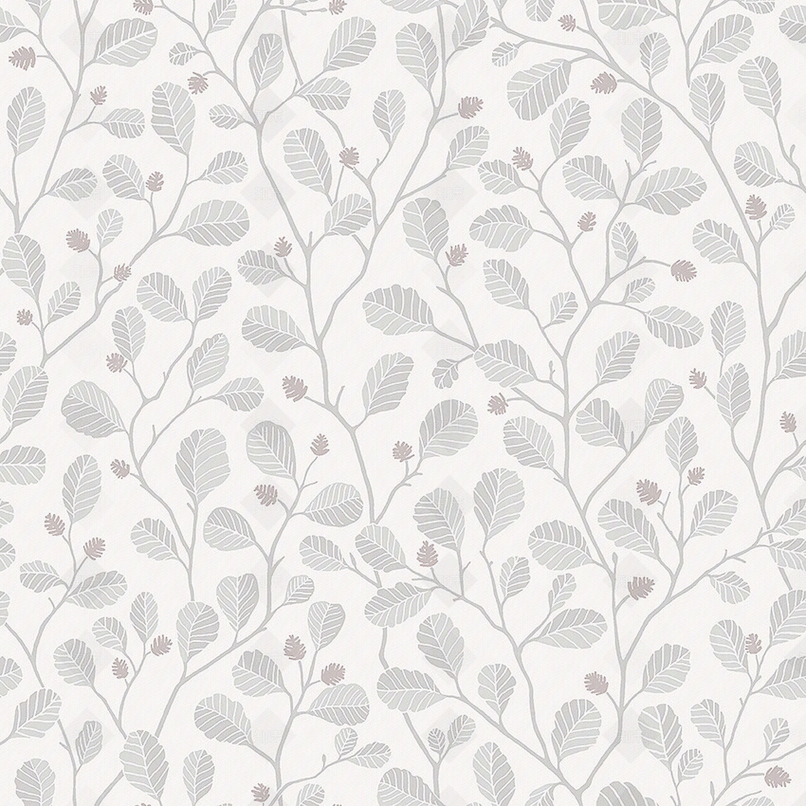 灰色植物树叶印花壁纸贴图下载【ID:1114028196】