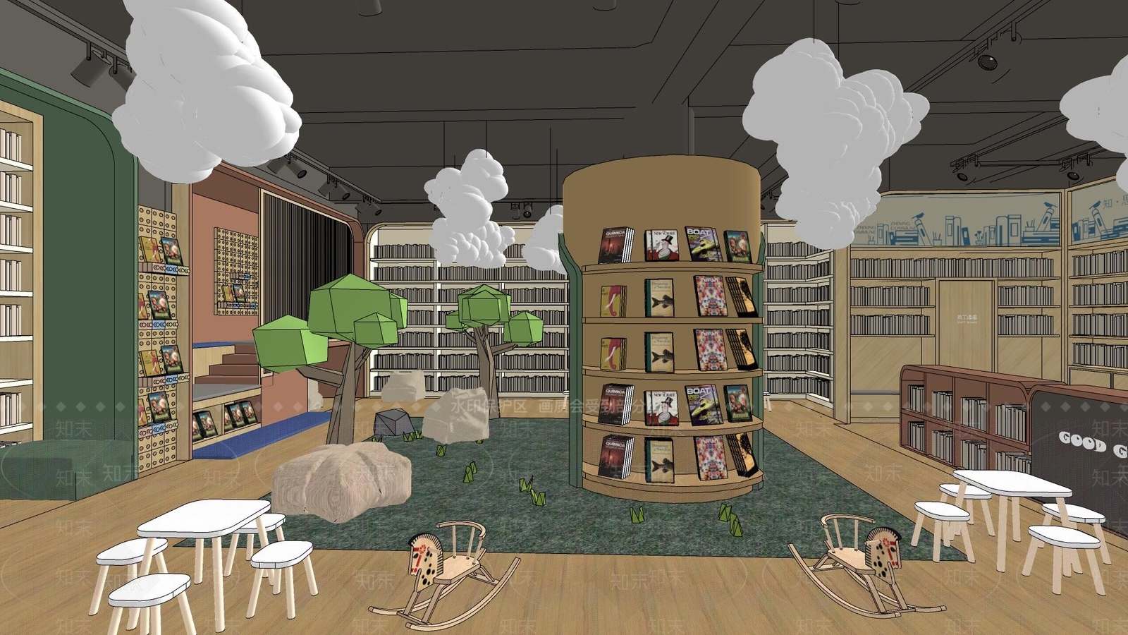 现代儿童图书馆SU模型下载【ID:1114030845】