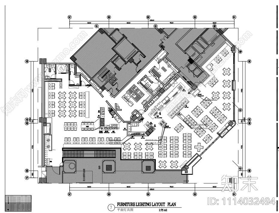 喜来登酒店盛宴自助餐厅施工图cad施工图下载【ID:1114032494】