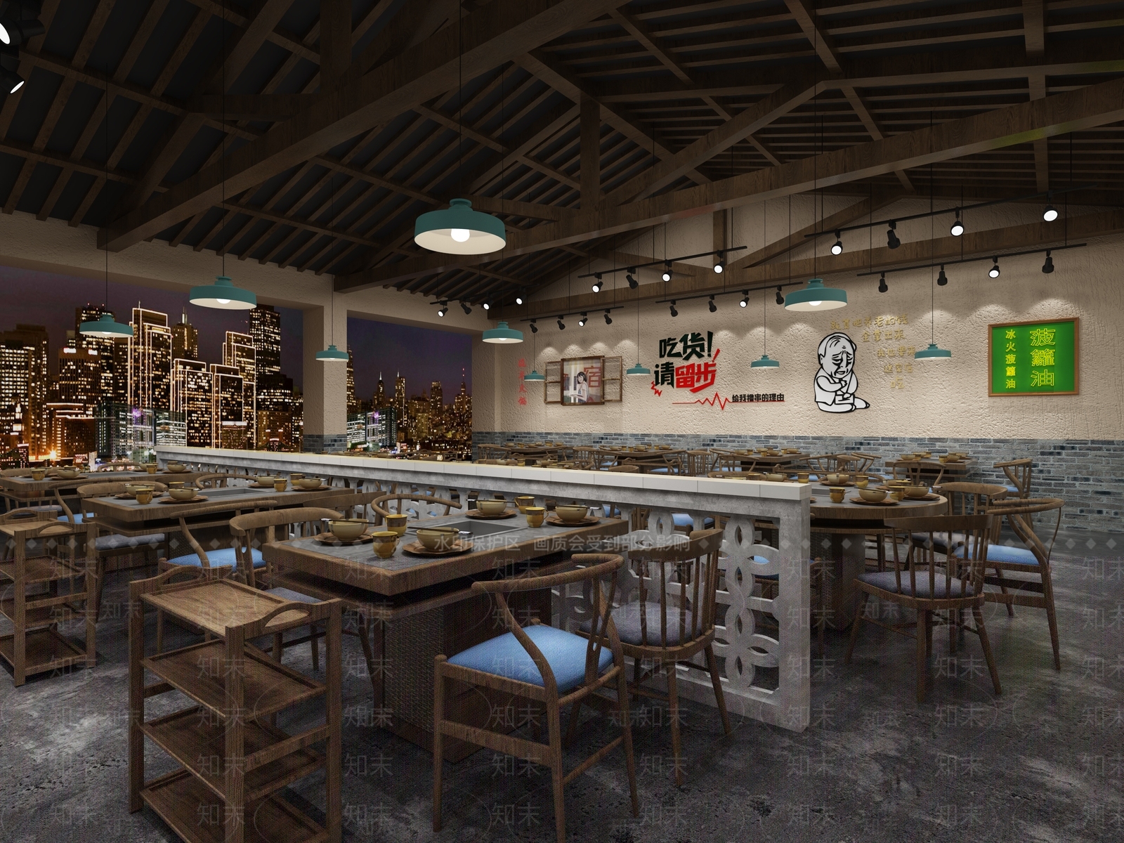 工业风火锅店3D模型下载【ID:1114035721】
