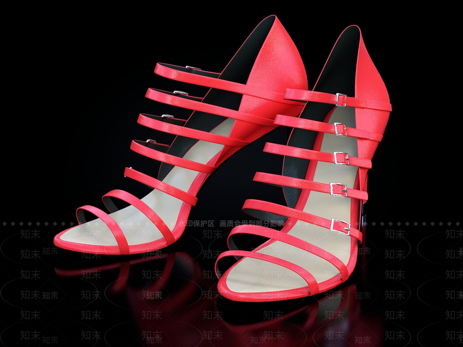 现代高跟凉鞋3D模型下载【ID:1114041663】