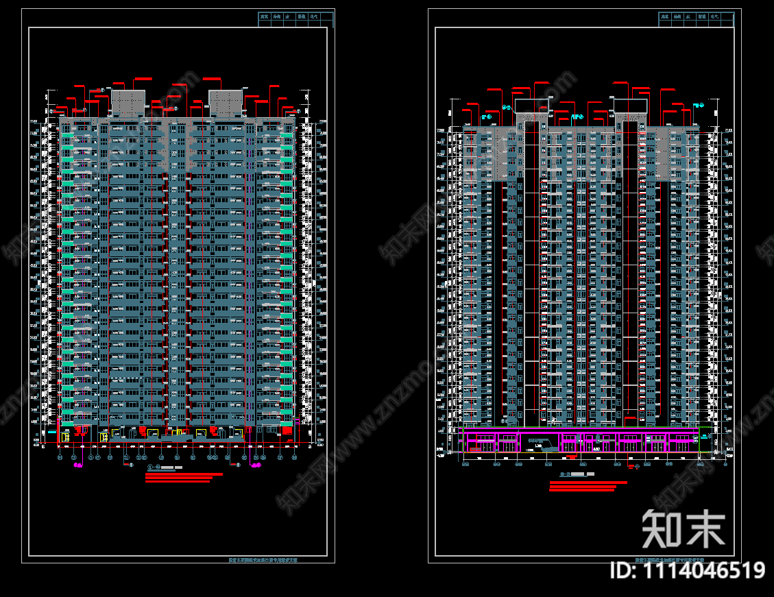 某二十五层高层商住楼建筑设计图纸施工图下载【ID:1114046519】
