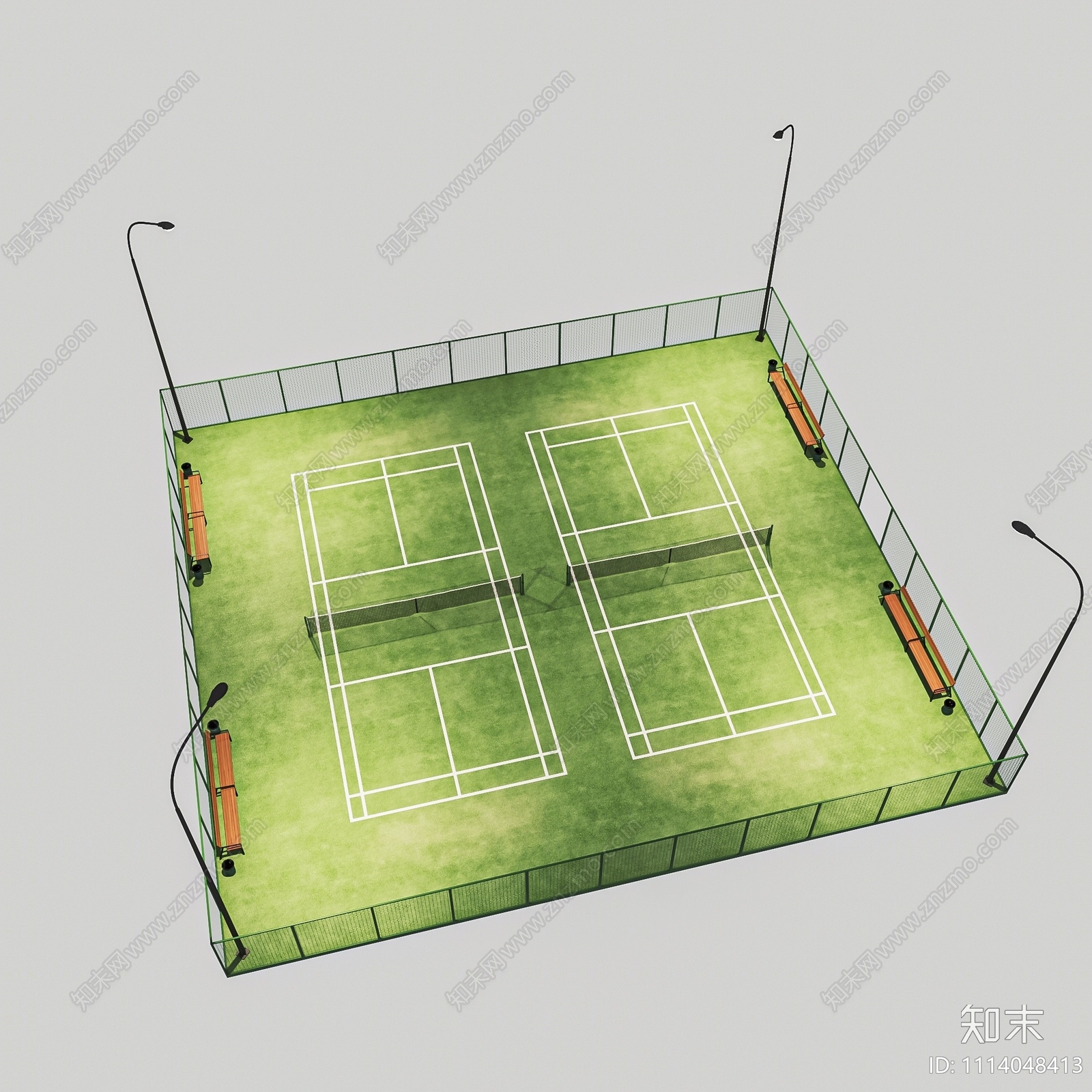 现代户外网球场SU模型下载【ID:1114048413】
