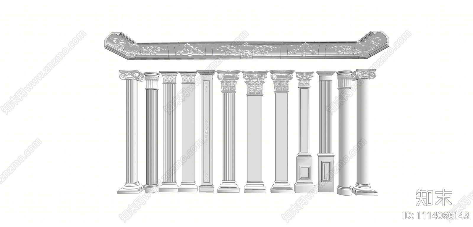 欧式石膏罗马柱组合SU模型下载【ID:1114066143】