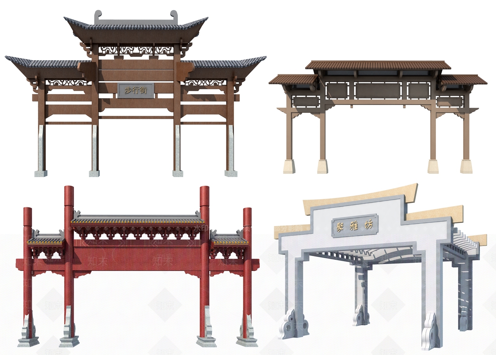 新中式牌楼牌坊3D模型下载【ID:1114068536】