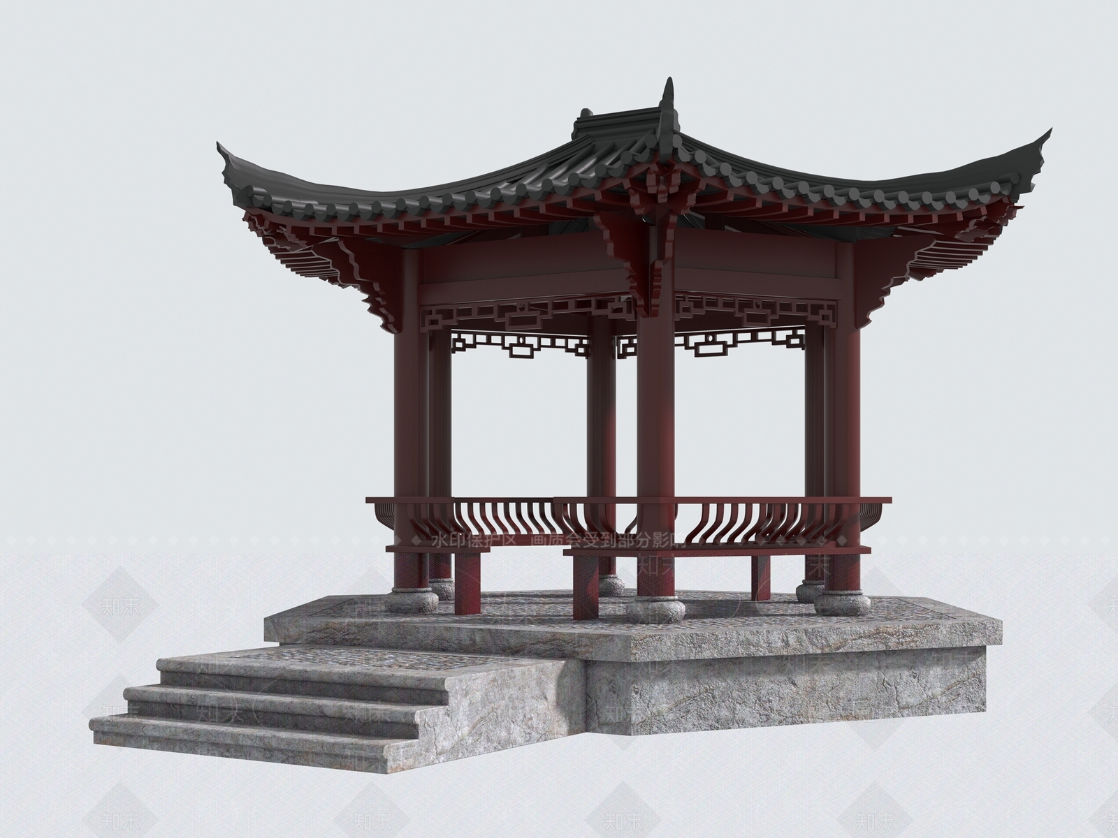 中式亭子3D模型下载【ID:1114081333】