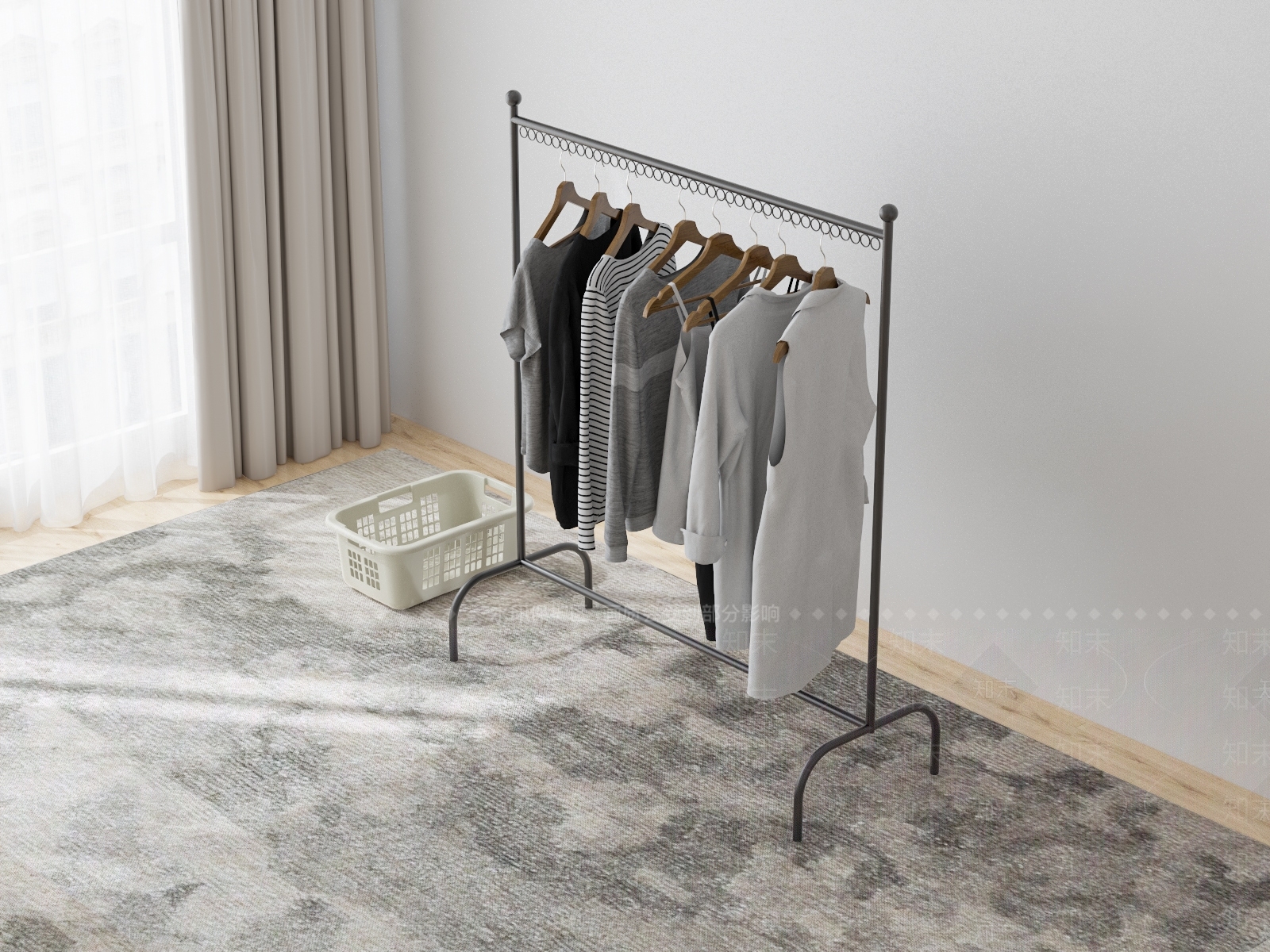 现代落地晾衣架3D模型下载【ID:1114082299】