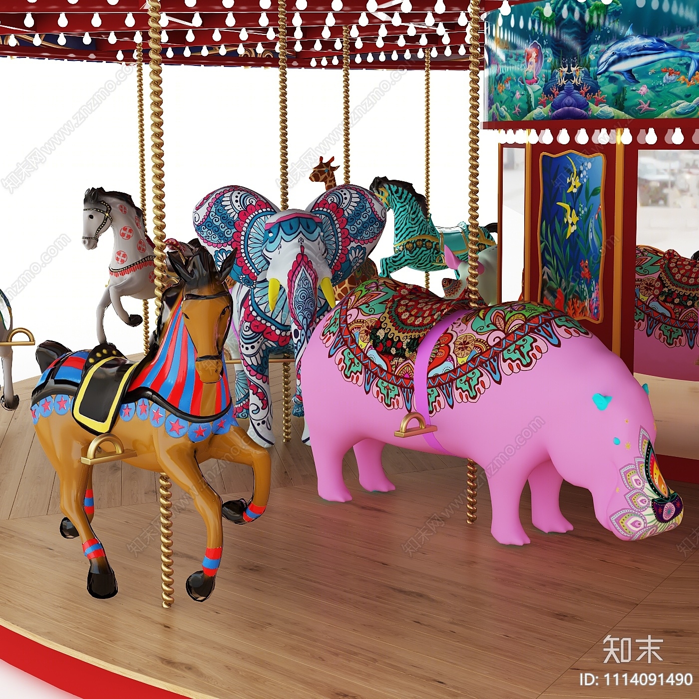 简欧旋转木马3D模型下载【ID:1114091490】