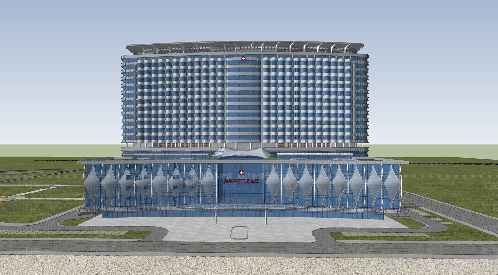 现代医疗建筑SU模型下载【ID:1114096719】