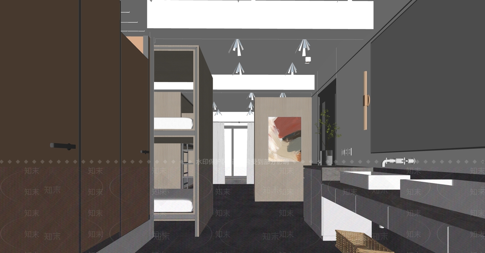 现代学校宿舍SU模型下载【ID:1114099087】