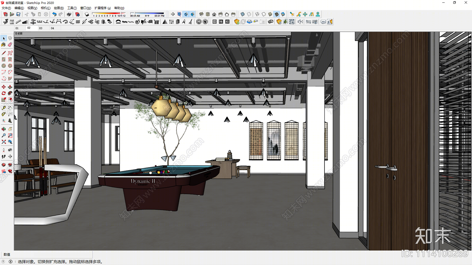 现代台球室SU模型下载【ID:1114100269】