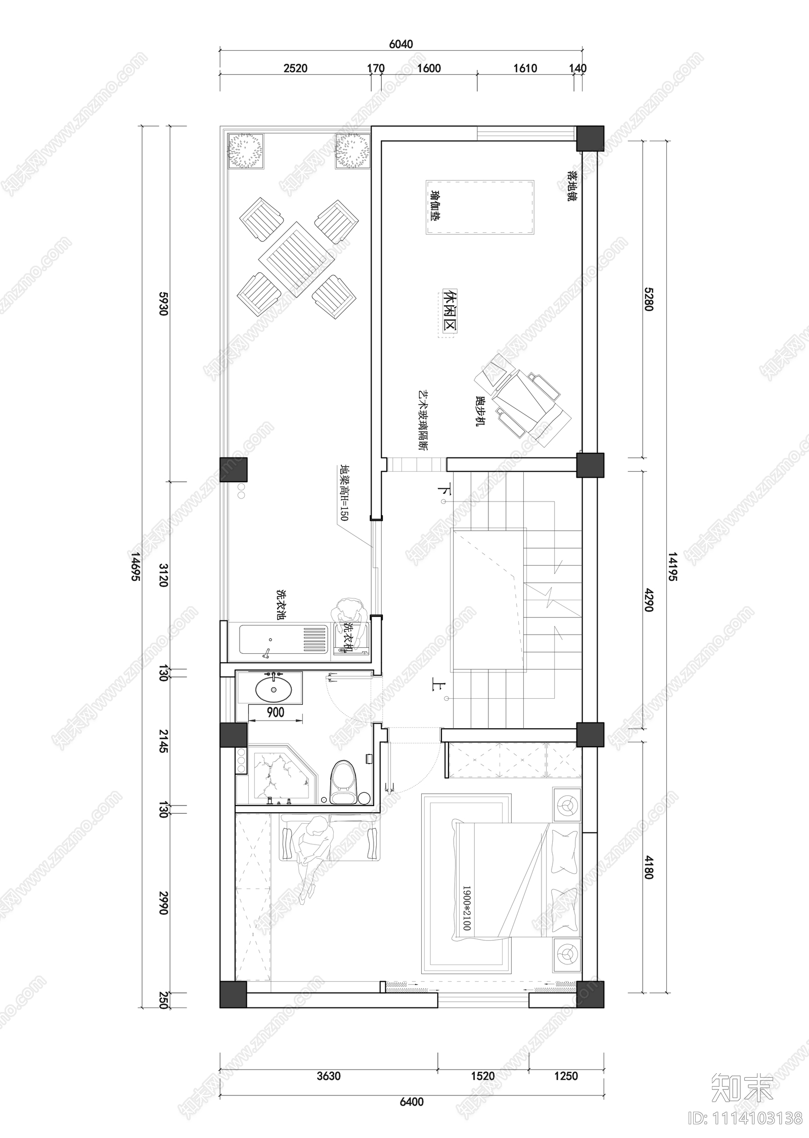 别墅平面施工图cad施工图下载【ID:1114103138】