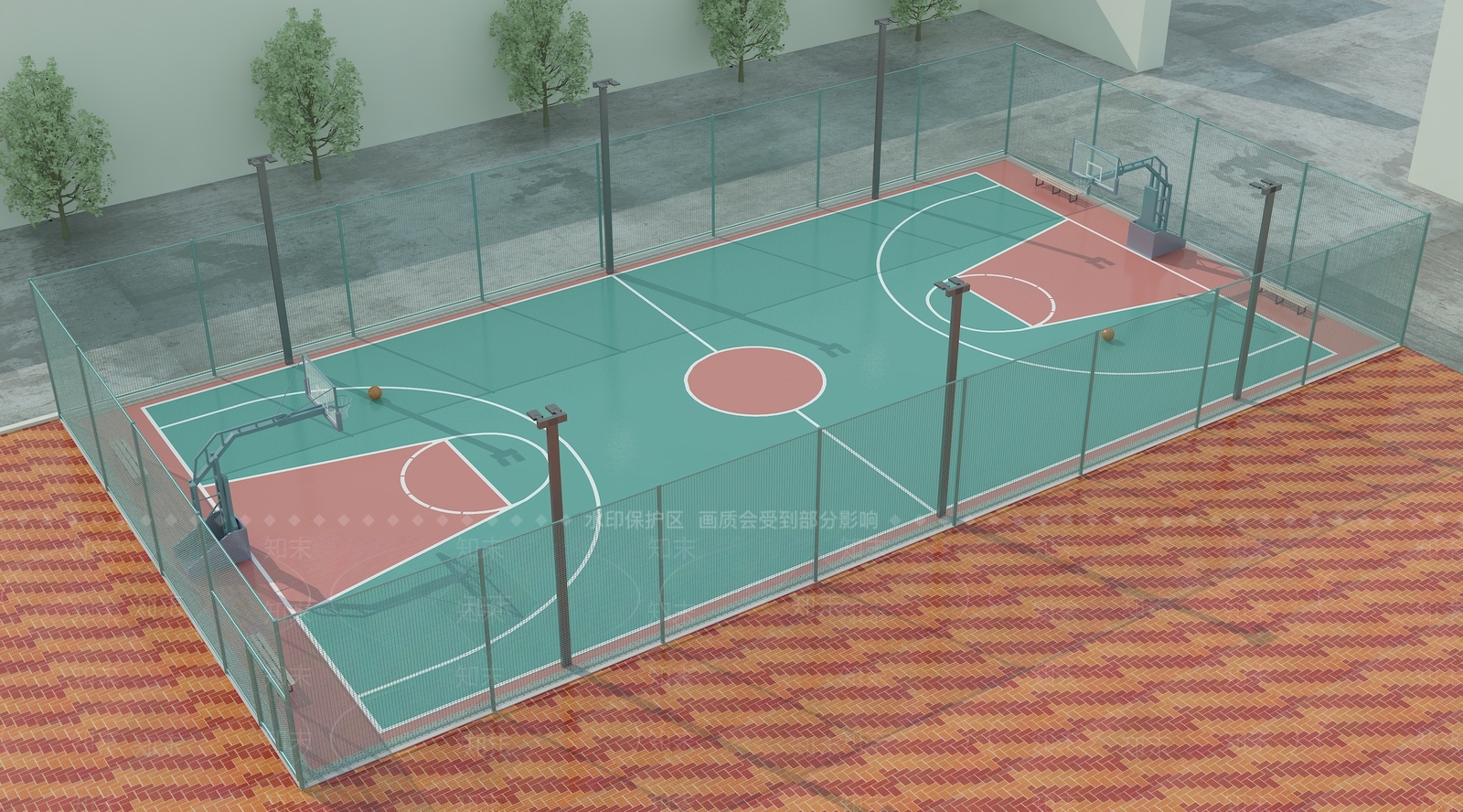 现代篮球场3D模型下载【ID:1114104887】