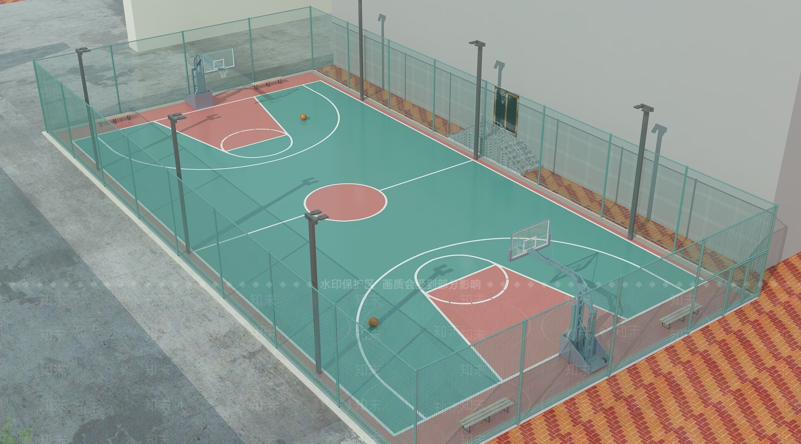 现代篮球场3D模型下载【ID:1114104887】